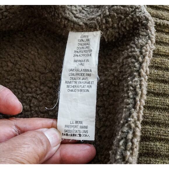 LL Bean Men Lambswool Sherpa Lined Sweater Jacket M Preppy Outdoor Grandpa Gorp - Picture 13 of 15